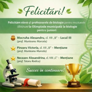 Rezultatele obținute la Olimpiada municipală la biologie pentru juniori